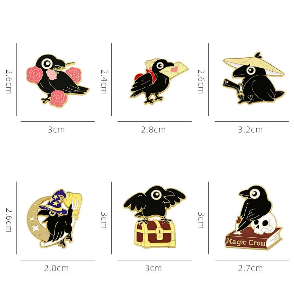 Cute Cartoon Black Crow Enamel Brooch Creative Animal Bird Adorkable Lapel Pin Badge Backpack Clothing Hat Accessories