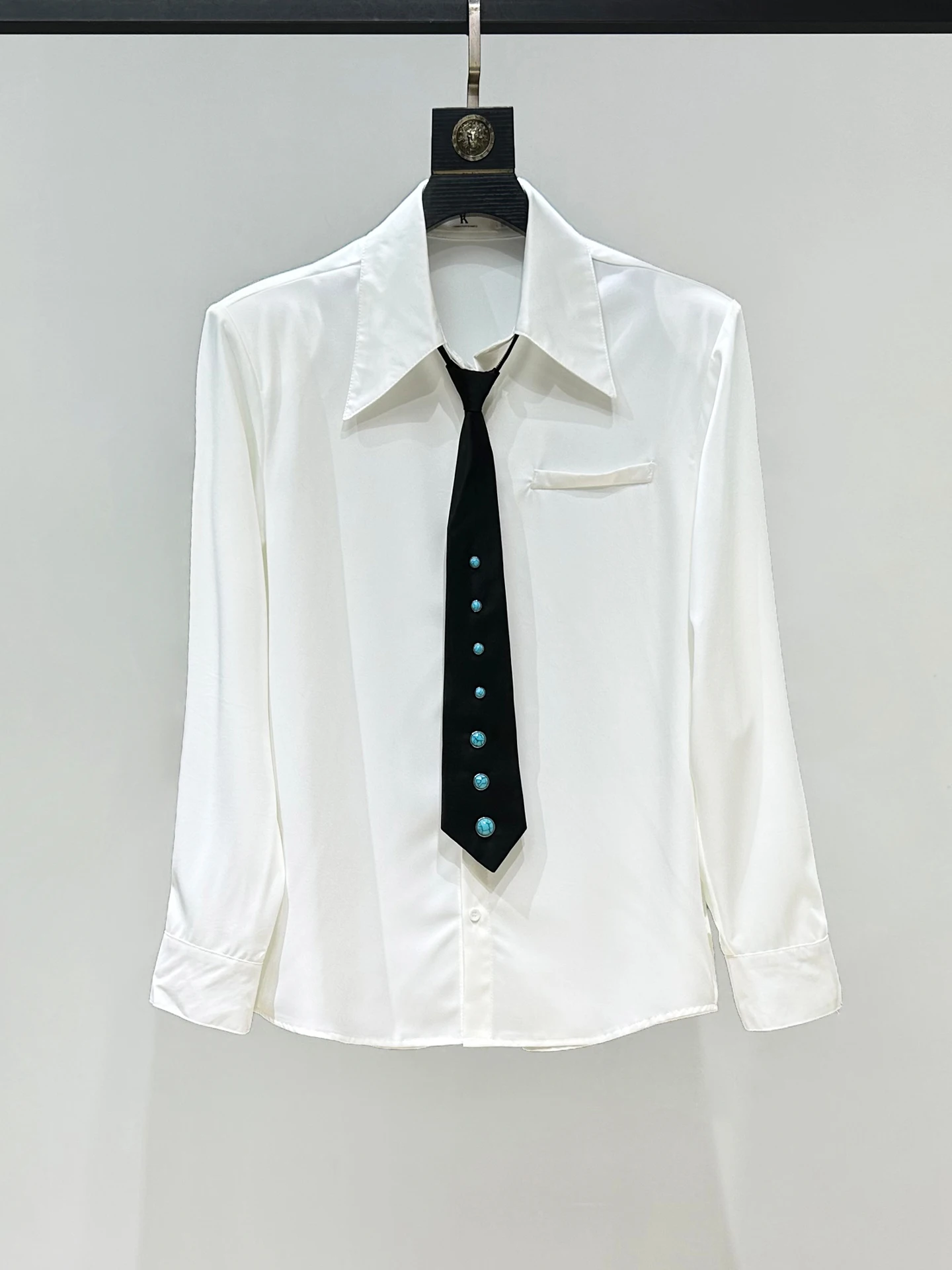 

Original Design Men's Casual Long Sve irt Loose Fit Color Base Layer irt Turquoise Tie Versatile Comfortable Pol...