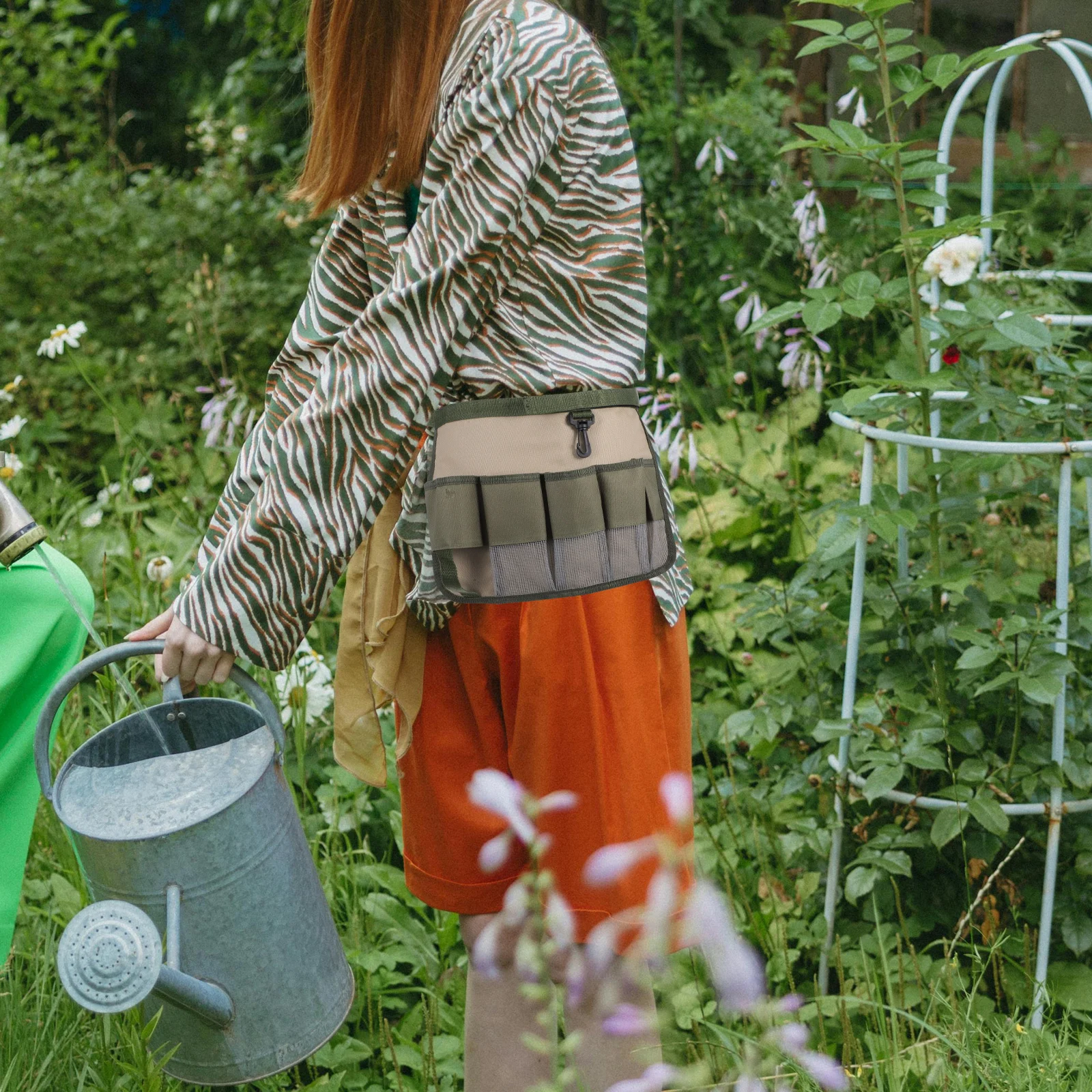 

Adjustable Garden Tool Bag 35X25Cm Olive Green Waterproof 600D Oxford Fabric Multi Pocket Organizer For Gardening Tools Carry