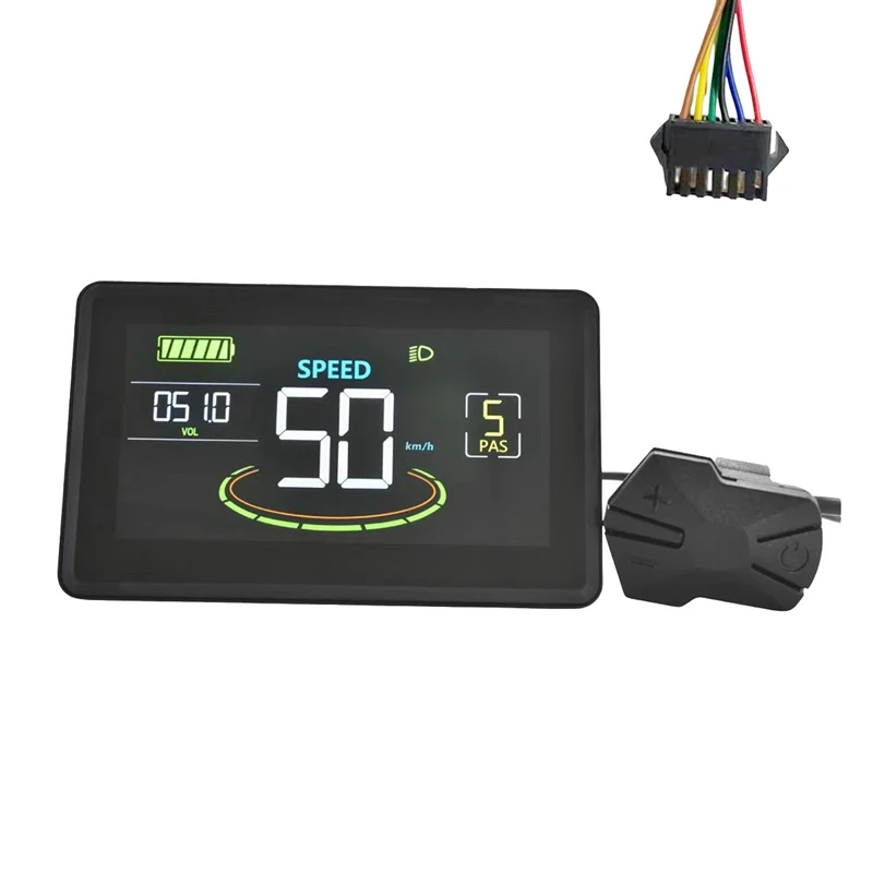 

H6C Electric Bike LCD Display Meter 24V-60V E Scooter LCD Panel Color Screen With USB UART For Electric Bike