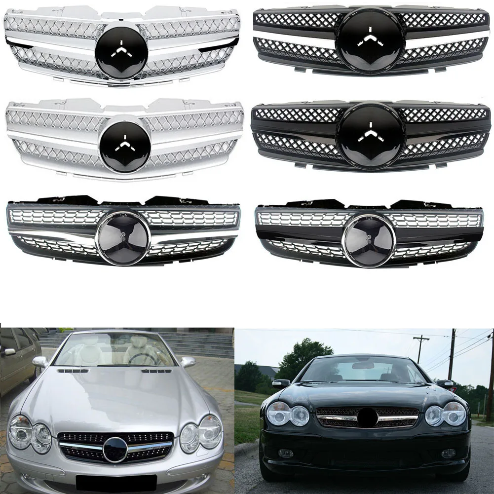 Car Front Racing Facelift Grilles Upper Grille Cover For Mercedes-Benz SL-Class R230 SL500 SL550 SL600 2003-2006