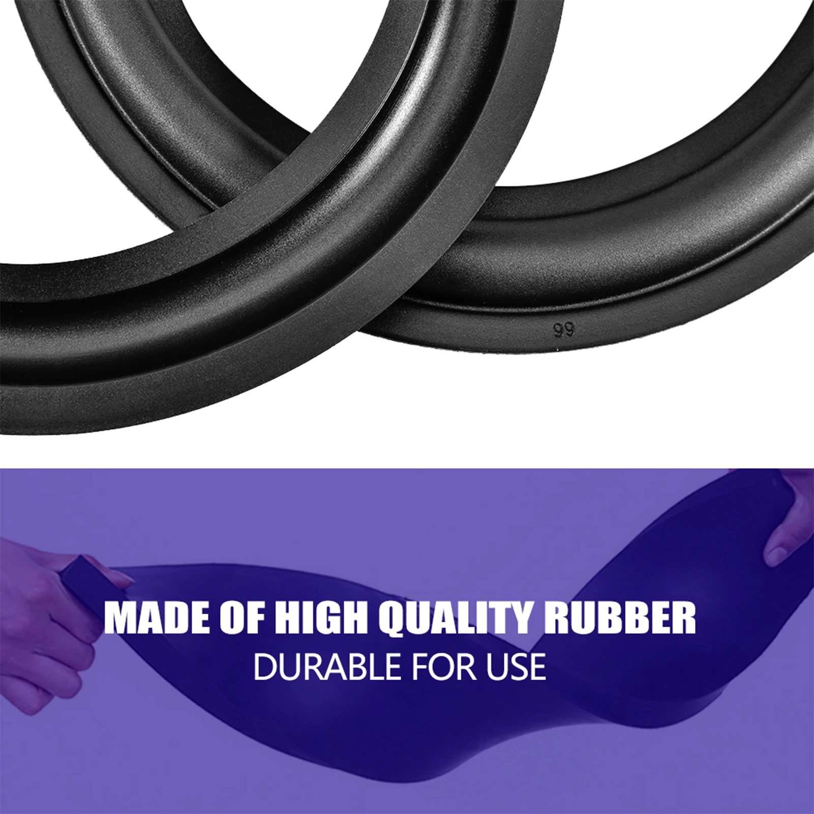 2개 6인치/156mm 천공 고무 서라운드 스피커 수리 부품 교체용 블랙 스피커 서라운드 스피커