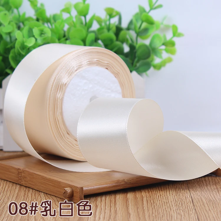 6/10/15/20/25/40/50mm Ivory Satin Ribbons Christmas Halloween Birthday Party Wedding Decoration DIY Crafts Gift Box Cake Packing