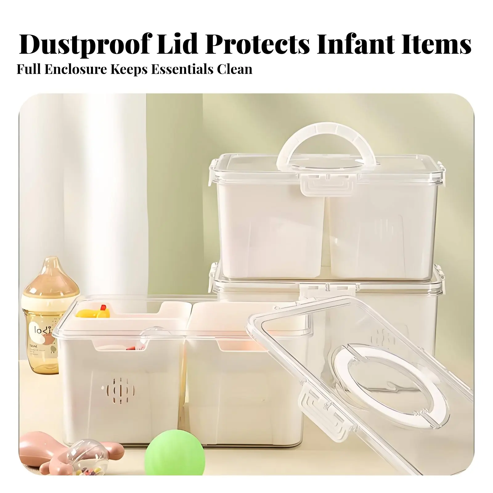 

Контейнер для прорезывателей с отделениями, большой емкости, для детских принадлежностей, безопасный пластик, устойчивый к мелким частицам, для младенцев, родителей, путешествий