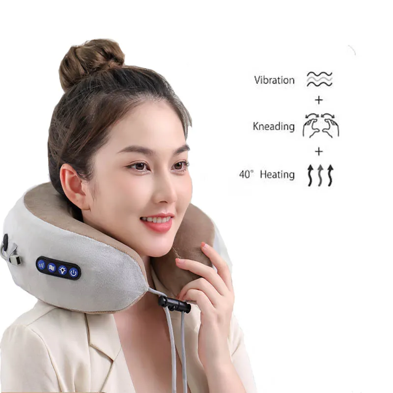 

Electric U Shaped Pillow Neck Massager USB Charging Portable Neck Shoulder Cervical Relaxing Masajead Protector Outdoor Home Car