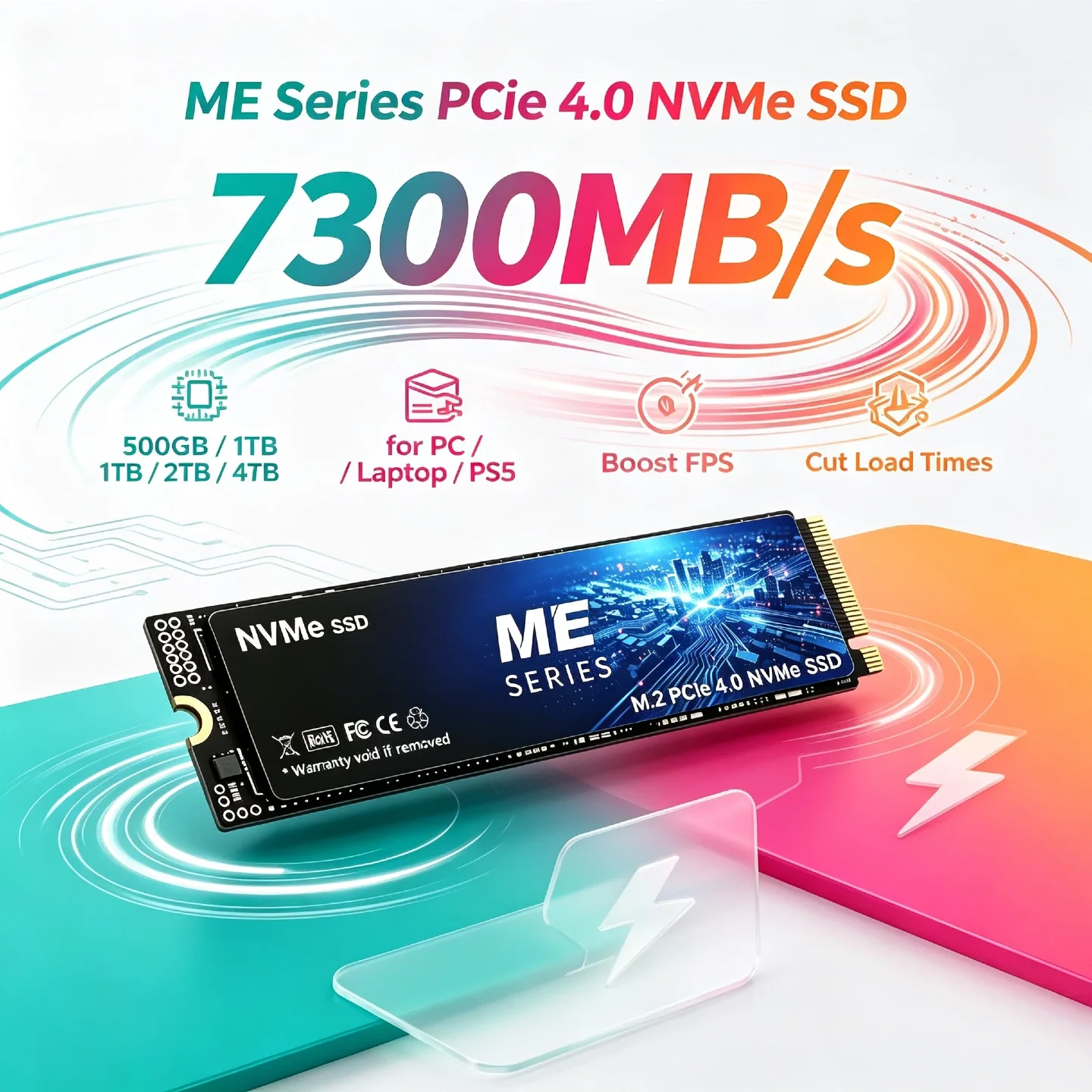 M.2 Nvme 4Tb Pcie 4.0 Ssd - 7300MB/s Read ME Series PCIe 4.0