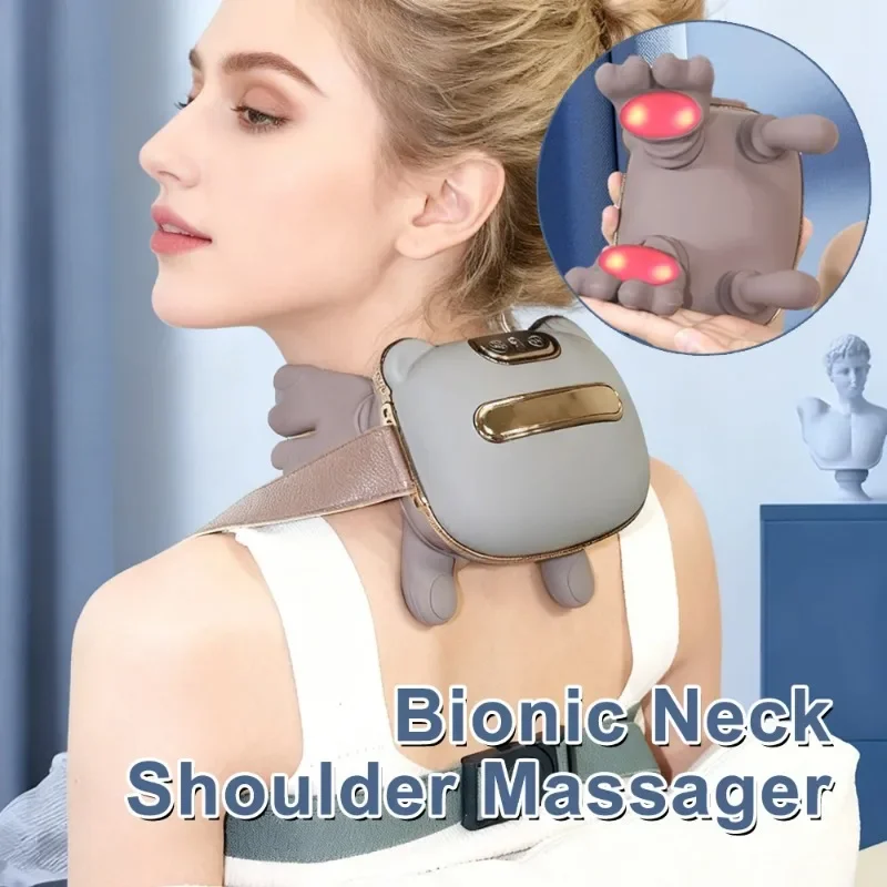 【Best-selling】 Bionic Finger Neck Shoulder Massager Wireless Neck Cervical Trapezius Kneading Massage Shawl Brushless Motor Neck