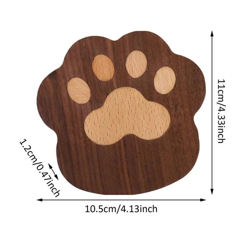 Drink Wooden Coasters Absorbent Animal Cat Claw Cup Mats Water Absorbing Drink Coasters Animal Cup Coasters For Drink