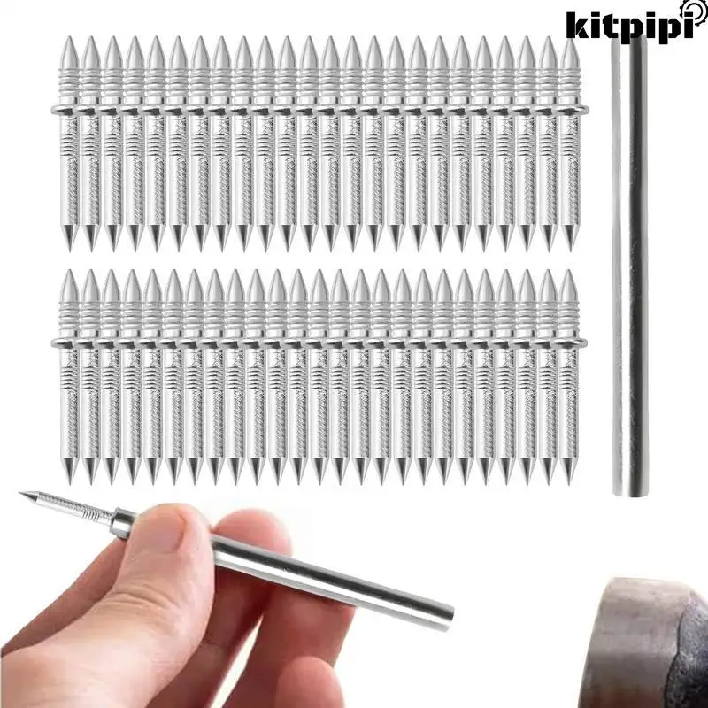 100/50Pcs Double Headed Nail Skirting Board With 1 Sleeve Rust-Proof Nails Wood No Trace Fixator Woodworking Tools ﻿