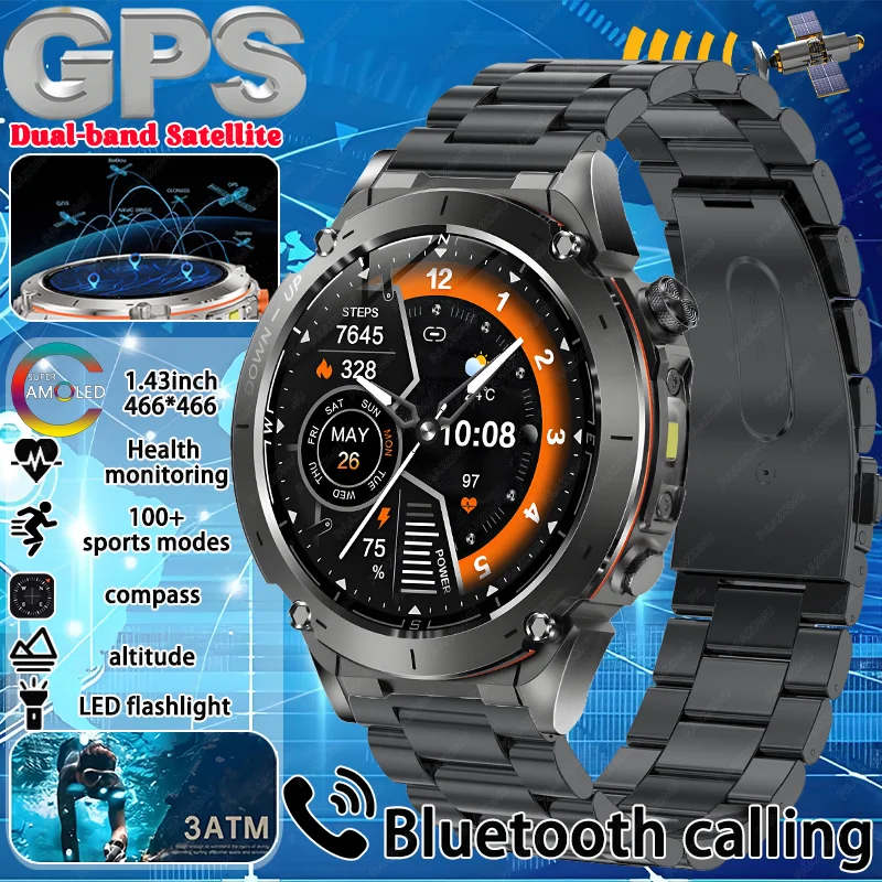 

2025 For HUAWEI New Military Smart Watch Built-in GPS Compass Altimeter 3ATM Waterproof Sport Smartwatch Men Support Voice Call