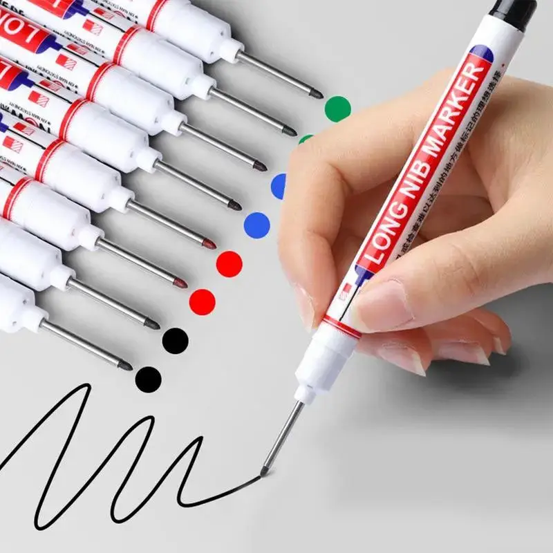 มาร์กเกอร์หัวลึกแบบหัวยาวช่างไม้มีรูลึกปากแหลมที่ทำเครื่องหมายหลากสีเครื่องมือสำหรับงานสถาปัตยกรรม