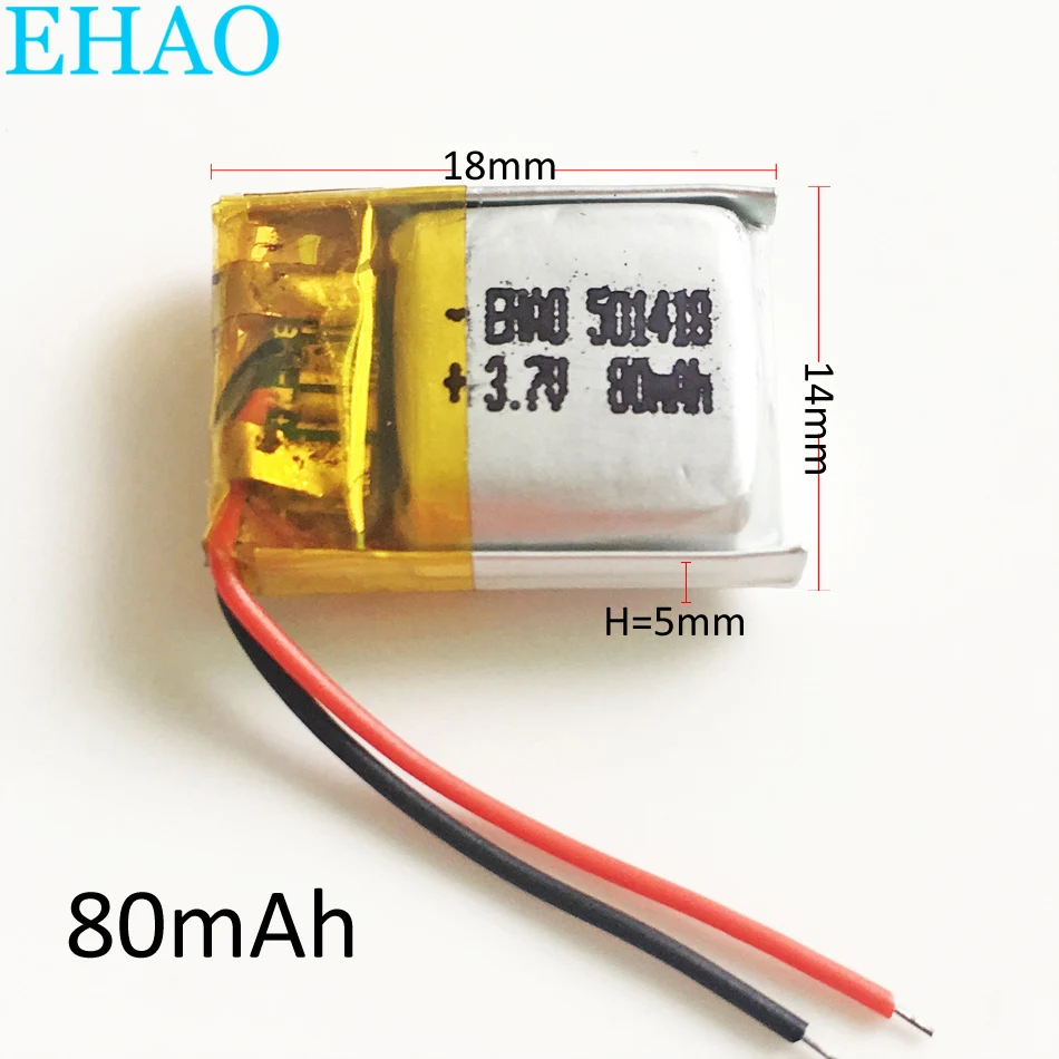 3.7V 80mAh Lithium Polymer LiPo Rechargeable Battery 501418 Li cells For Mp3 GPS Smart Watch Bluetooth Speaker Headset Headphone