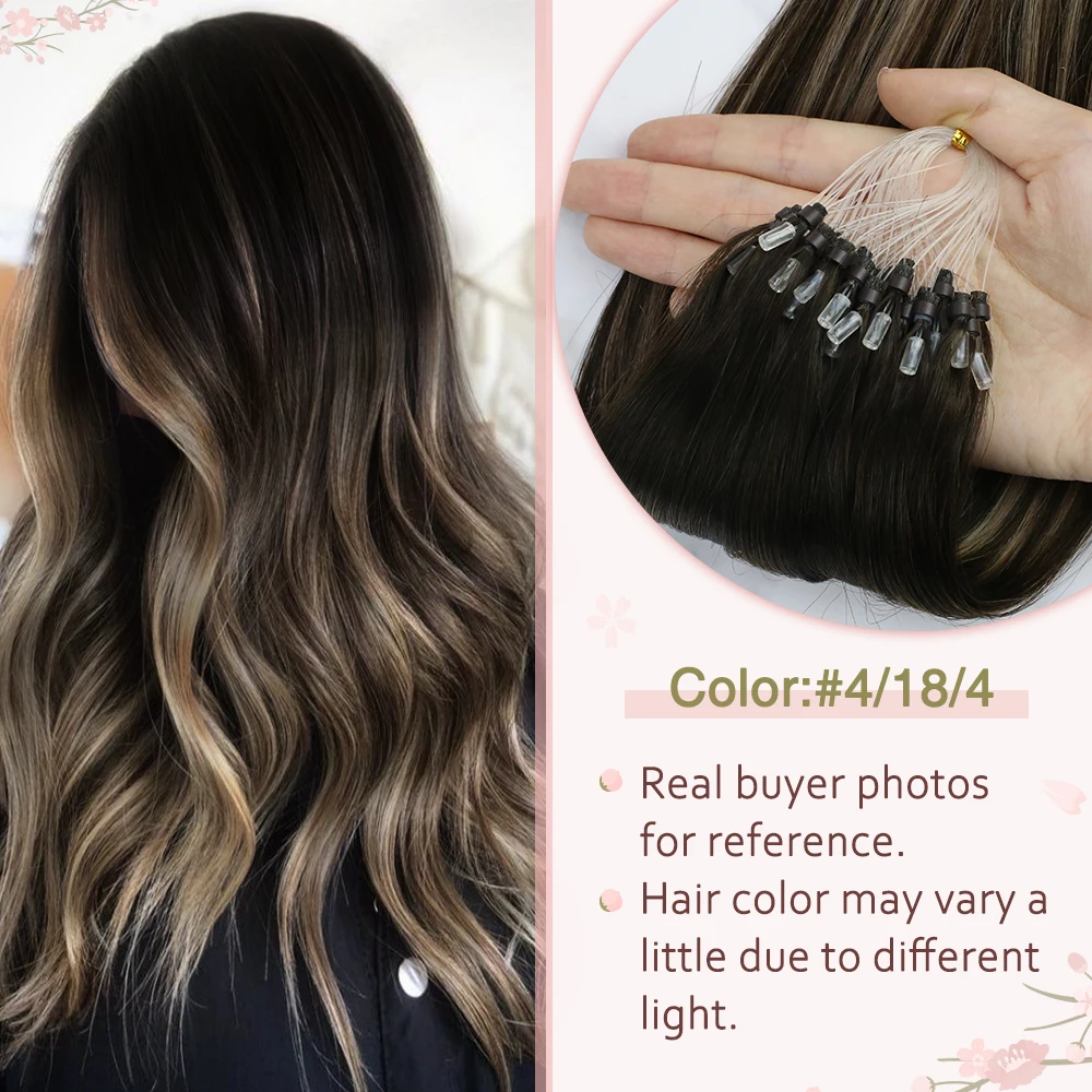 Ugeat Micro Loop Human Hair Extensions Balayage Blonde 50 Gram/set 1 G/s Natuurlijke Haar Micro Link Hair Extensions Fusion Pre bonded