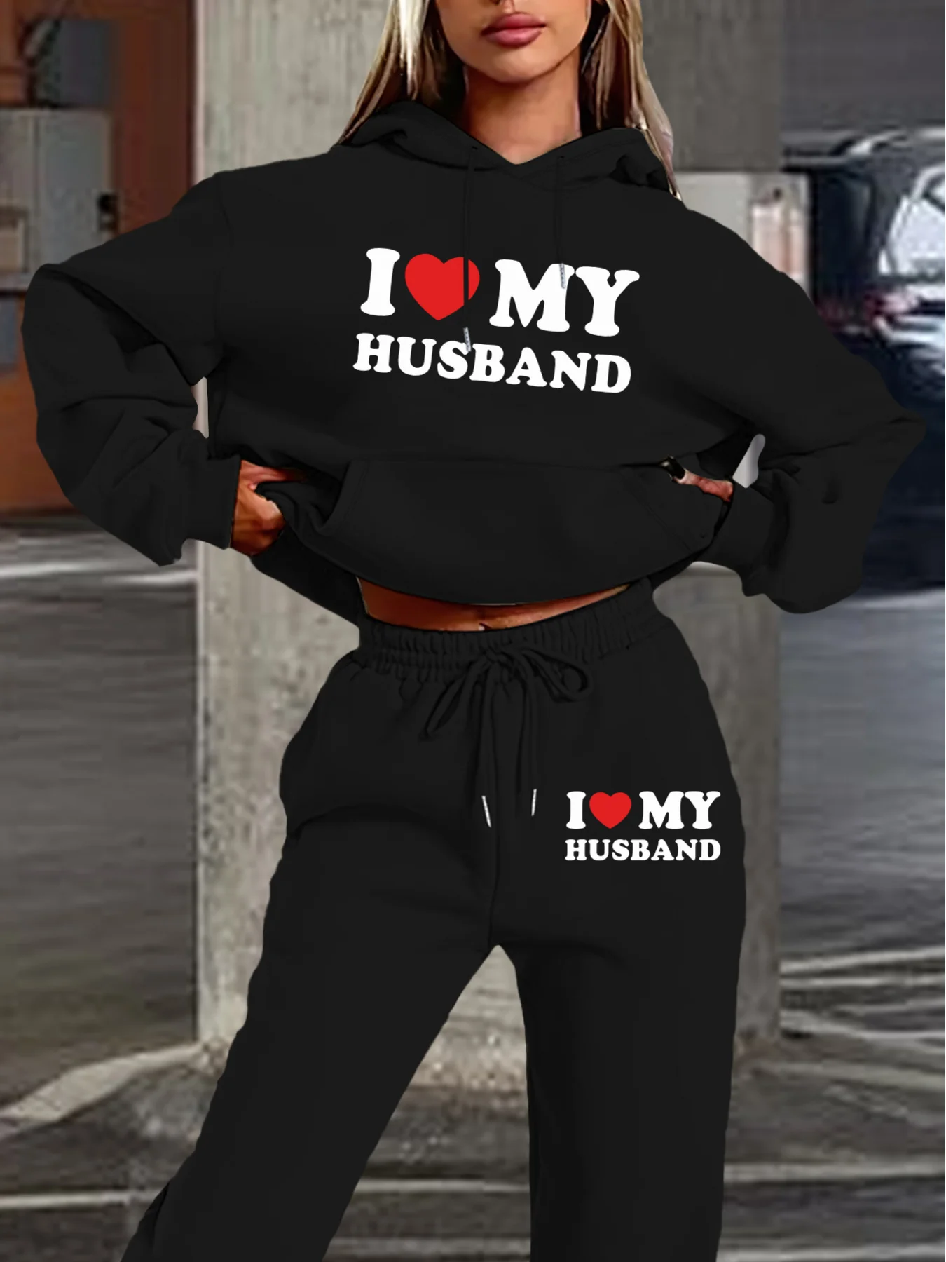 women hooded sweatsuit set, ladies 2 piece loungewear, casual hoodie long pants outfit, streetwear tracksuit for women