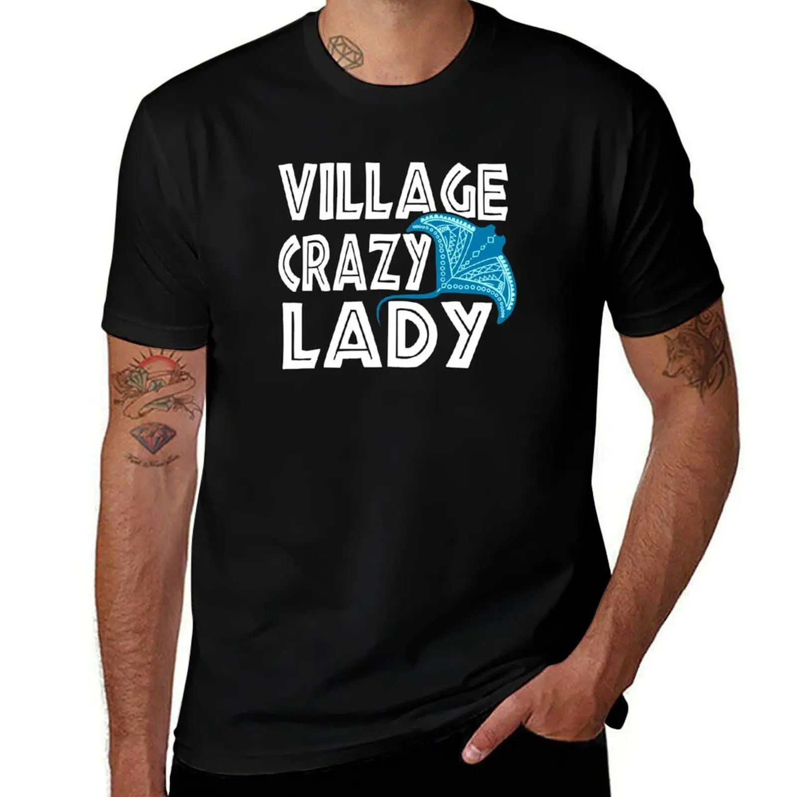 

Футболка Village Crazy Lady, забавные футболки, хлопковые футболки с аниме, футболка большого размера