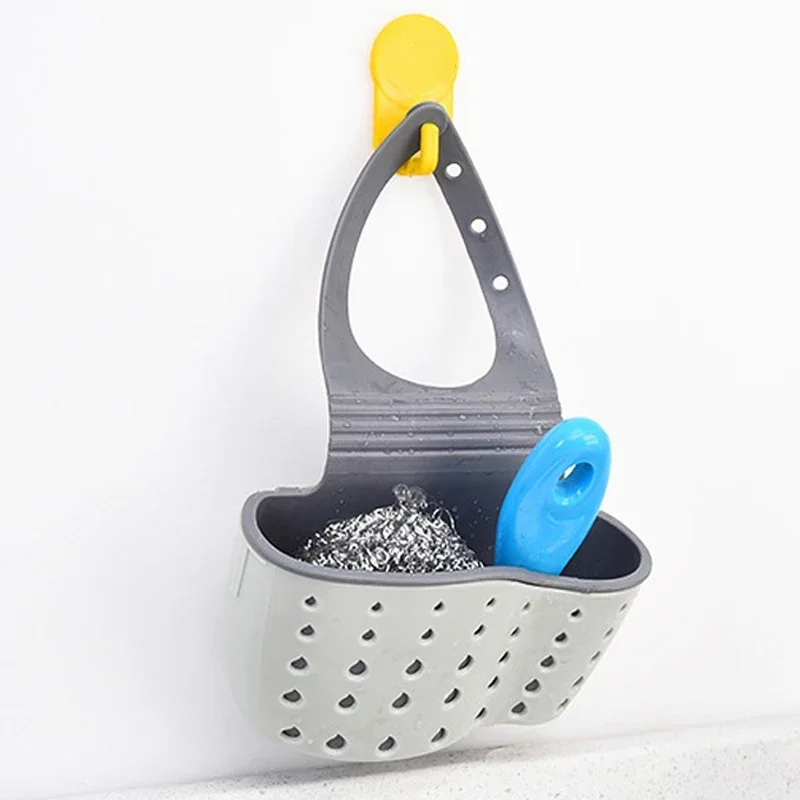 Adjustable Soap Sponge Shelf Organizer Bathroom Faucet Holder Rack Kitchen Sink Holder Hanging Drain Basket Kitchen Supplies