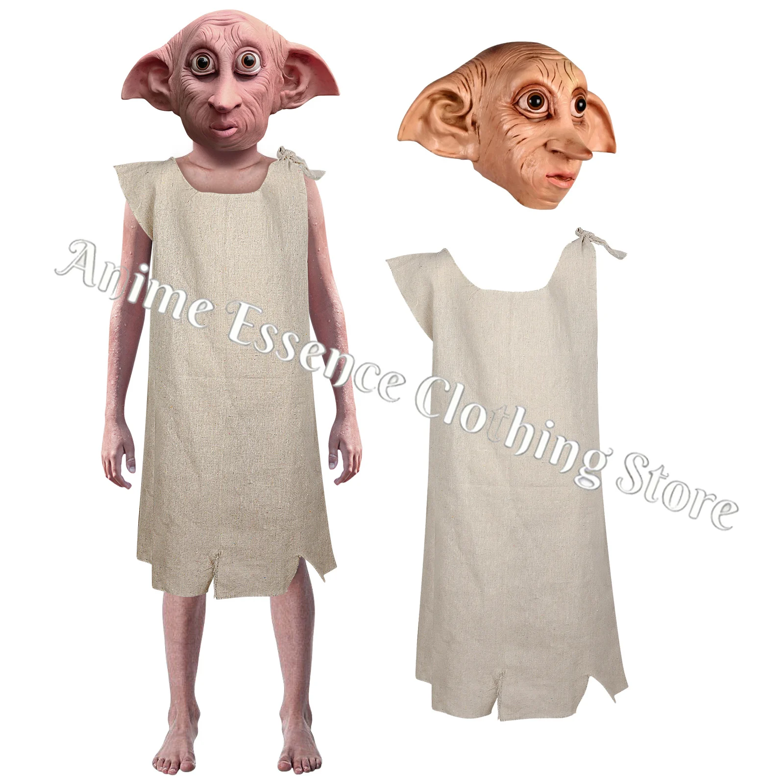 Maska do cosplayu Dobby'ego, uszy elfa, lateksowa maska na całą głowę, kostium na Halloween.