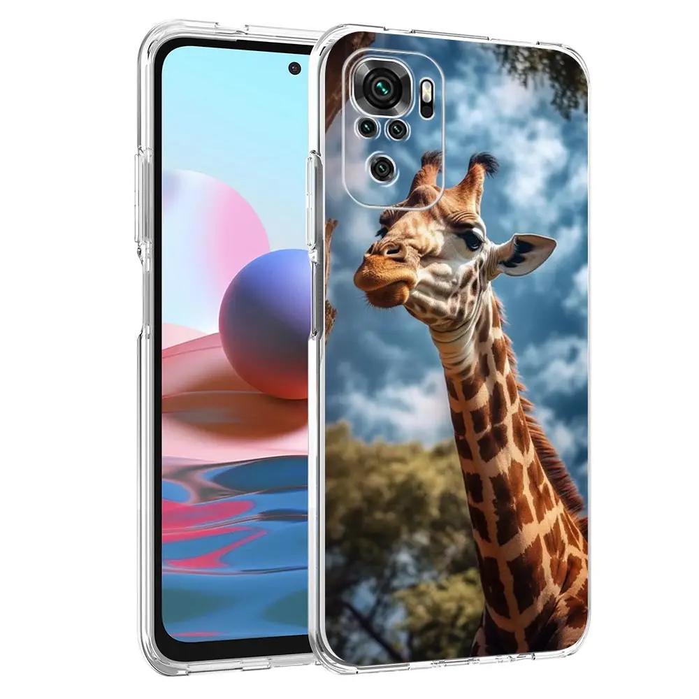 Phone Case For Xiaomi Redmi Note 13 12 5G 9S 9 8 10 11 Pro Plus 4G 9T 13C 12C10C 9C 9A 7 Clear Cover giraffe