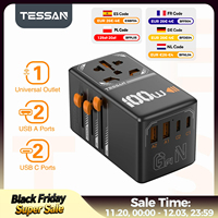 TESSAN 100W GaN Universal Travel Adapter with USB &Type C Fast Charging International Plug Adapter EU/UK/USA/AUS Plug for Travel