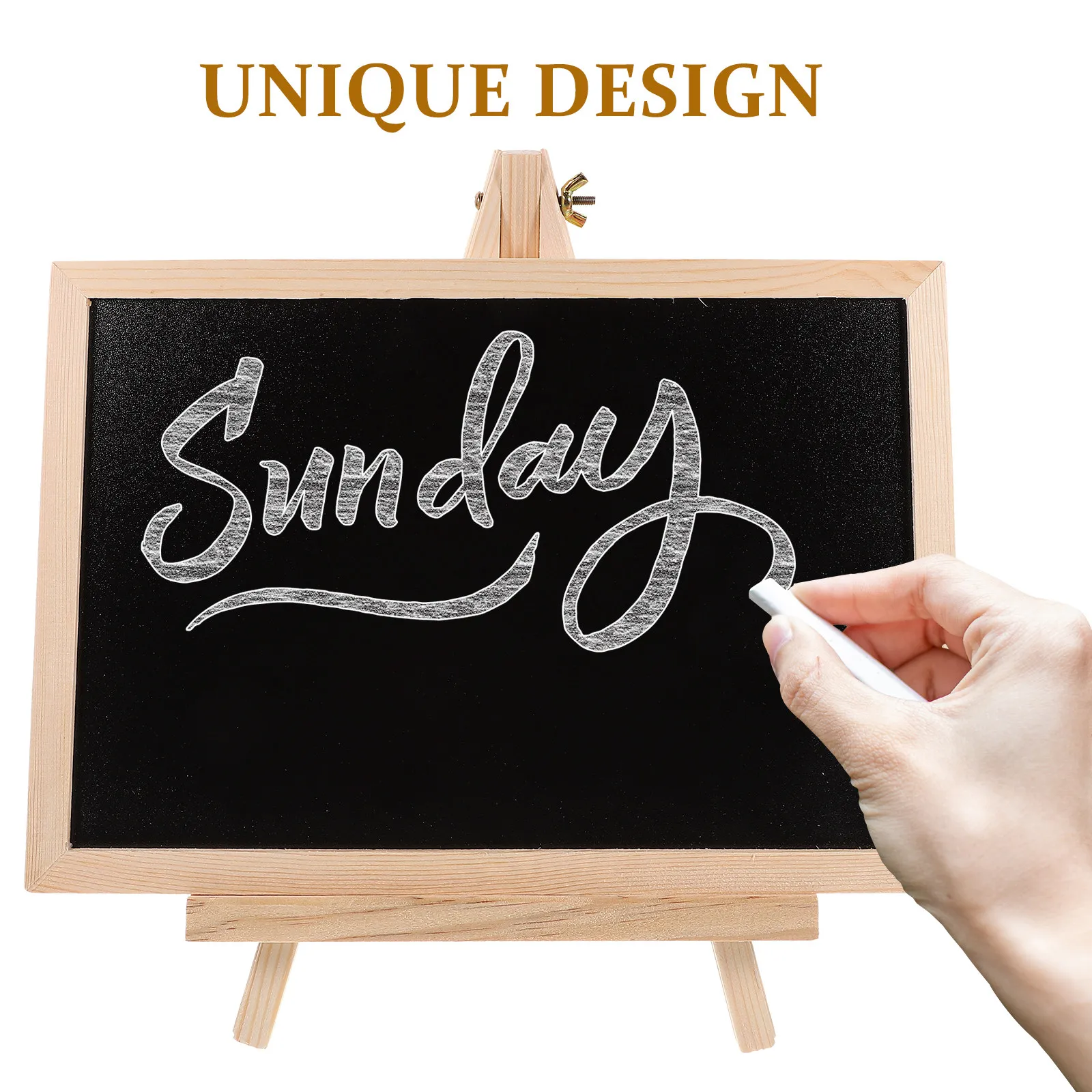 

Chalkboard Sign Board with Wooden Stand Desktop Blackboard for Writing Liquid Chalk Marker Easy Clean Tabletop Decoration
