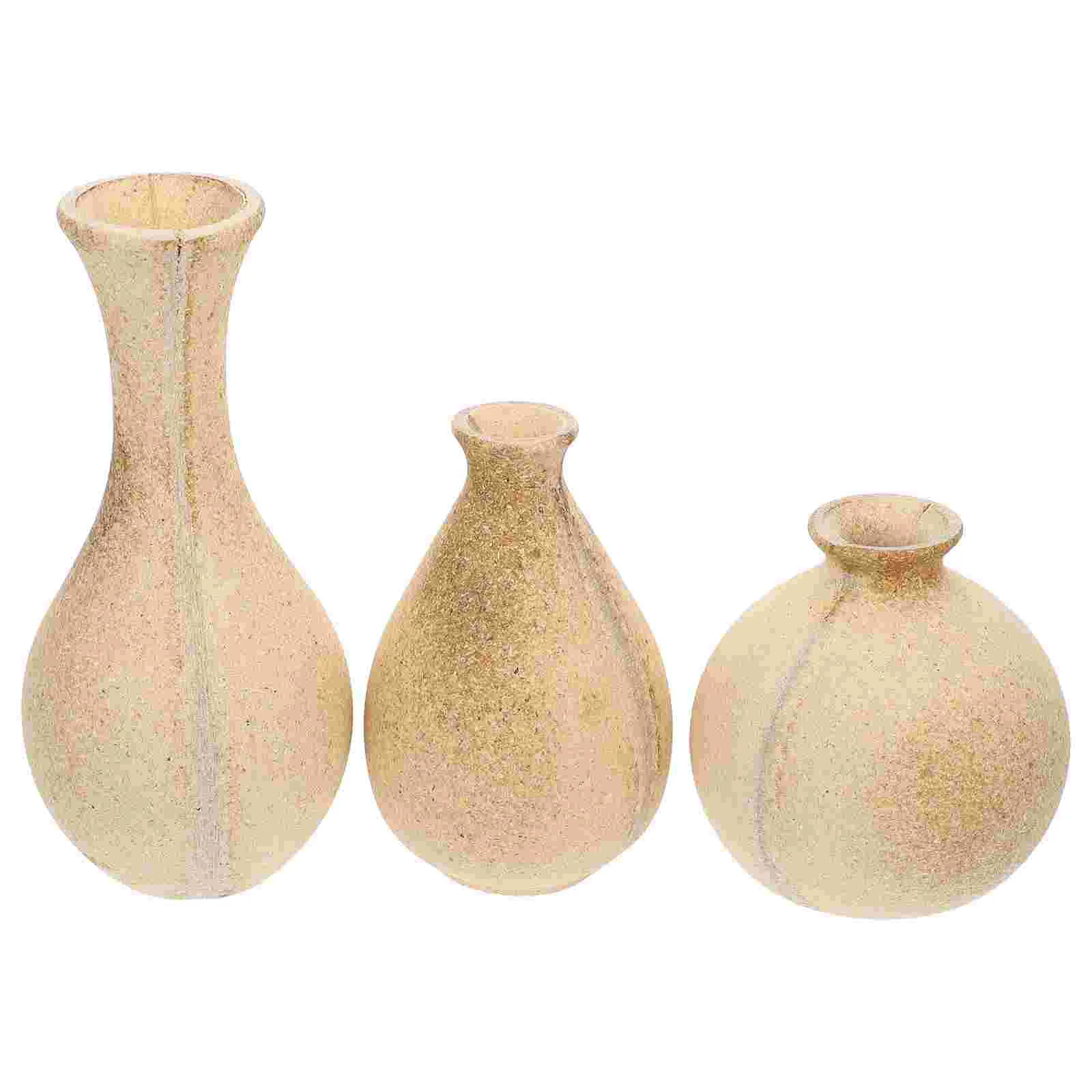 

3 Pcs Wooden Vase Unique Flower Vases Hand Flowerpot Arrangement Decoration DIY Ornament Desktop Unfinished