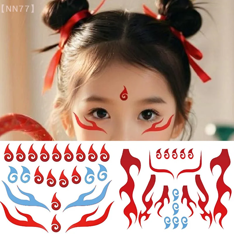 Adesivo per braccio tatuaggio colorato impermeabile e durevole per il viso Personaggi anime dei cartoni animati Decalcomania per tatuaggi temporanei per bambini