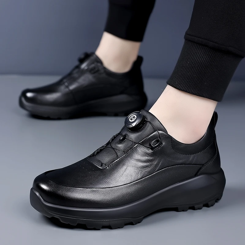 

Мужские кожаные туфли 2026: Новинка весенней коллекции, на толстой подошве, увеличивающие рост, легкие, деловые повседневные туфли с поворотной пряжкой, комфортные