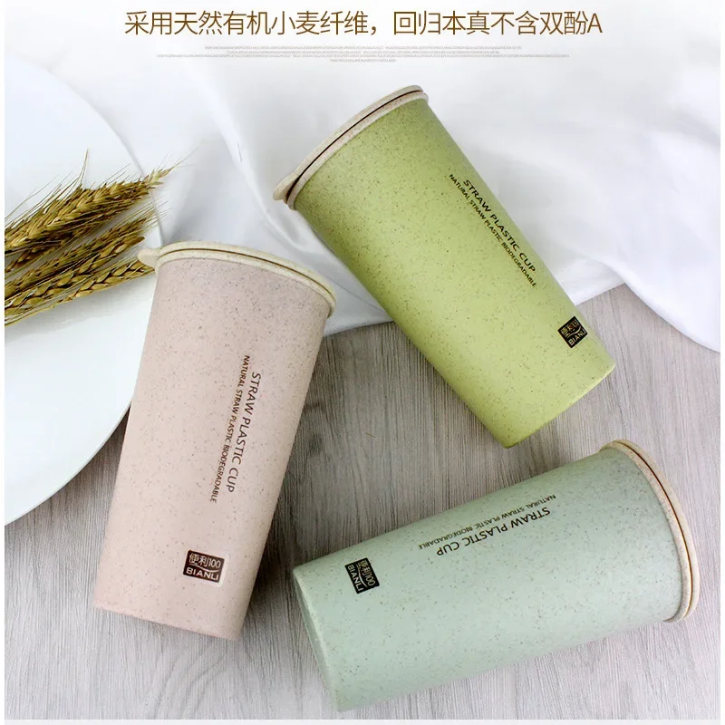 Wheat Straw Double Layer Wheat Cup Milk Tea Cup Coffee Cup Milk Cup Reusable Outdoor Home Travel Original Breakfast Cups Kitchen