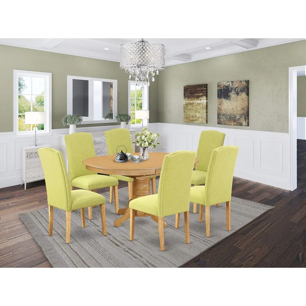 Dining Tables, 7 Piece Dining Room Furniture Set Consist of An Oval Wooden Table with Butterfly Leaf , Dining Tables