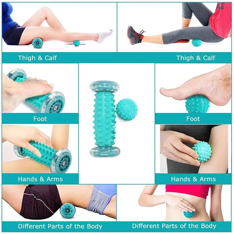 Foot Massage Roller Spiky Ball Therapy Set Manual Foot Massager For Plantar Fasciitis Heel Arch Pain Trigger Point Muscle Relax