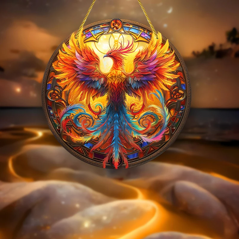 Butterfly Printed Stained Suncatcher Acrylic Round Ornament For Restaurant Home Room Wall Decoration Animals Pattern Art Gift