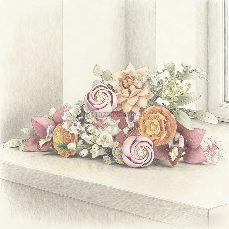 Mooie Zinfandel Boeket Bouwstenen Creatieve Thuis Desktop Decoratie Speelgoed Meisjes kerstcadeau speelgoed