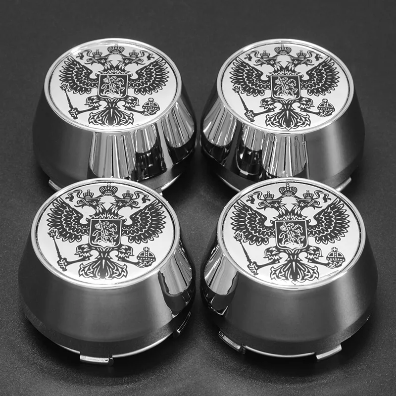 4 PCS High Luxurious 60MM With 45mm Metal Aluminum Russia Eagle Logo Car Wheel Center Hub Cap Cover Rim National Emblem Badge