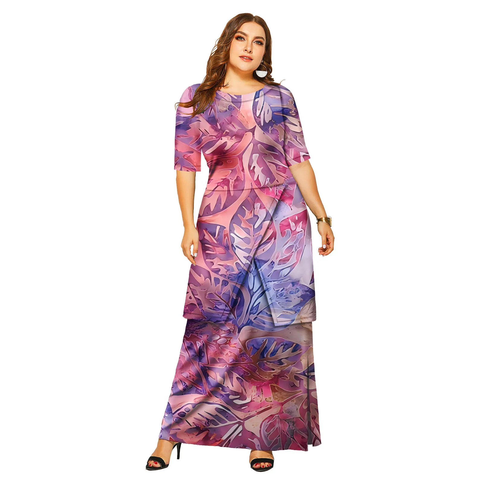 

Dream Fantasy Design Custom Ladies 2 Piece Set Dress Samoan Beach Party Lady Wear Polynesian Elegant Maxi Dresses Aloha Puletasi