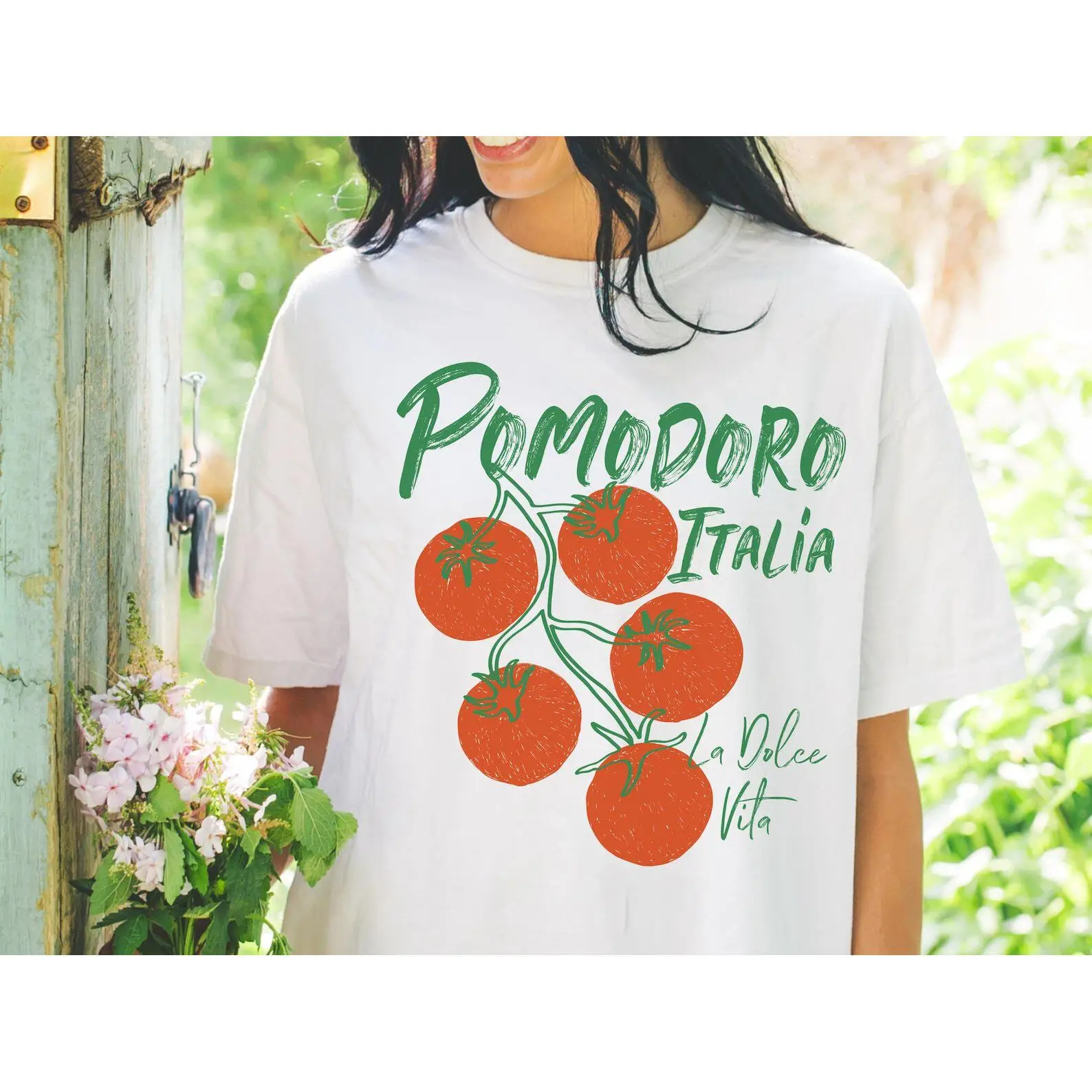 Retro Pomodoro Print T Shirt Women's Classic American Streetwear Vintage Botanical Short Sleeve Summer Trendy Tops