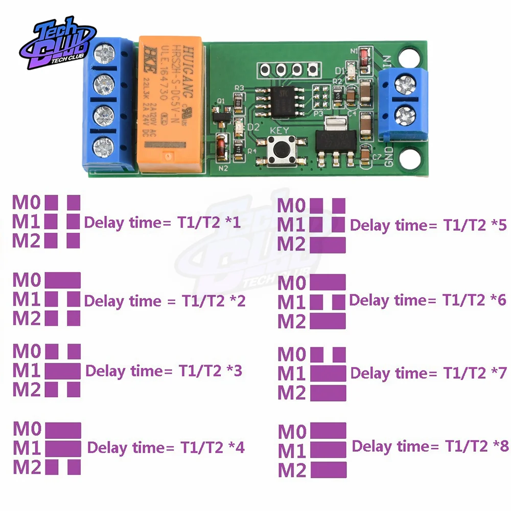 DC 5/6/9/12V Controller del motore modulo relè di polarità inversa relè di ritardo regolabile in tempo 2A generatore di segnale di corrente di