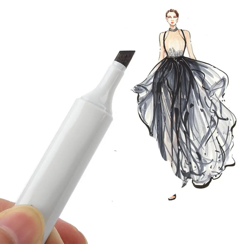24 Colors Alcohol Double Head Art Marker Pen Clothes Drawing Tool Set with Transparent Box