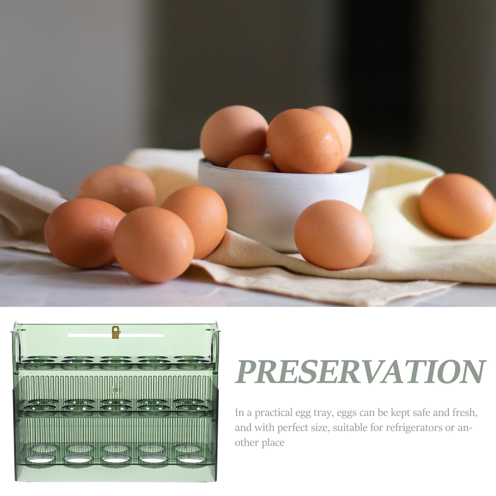 

Storage Box Fridge Holder Shelf Refrigerator Rolling Organizer Household Plastic Egg Container Multi Layers Deep Groove