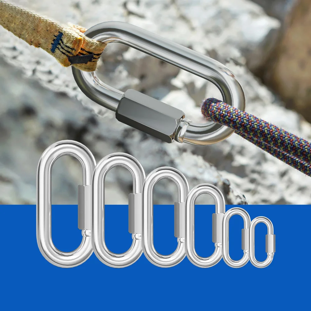 1Pc M3 M3.5 M4 M5 M6 M7 M8 M9 M10 M11 M12 M14 M16 304/316 Stainless Steel Oval Quick Link Safety Spring Snap Hook Carabiner Lock