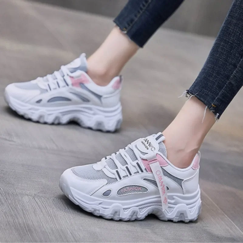 Women Sneaker 2024 Mesh Fashion Casual Shoes Platform Breathable Running Sneaker Comfort Lace Up Vulcanize Shoes Tenis De Mujerc