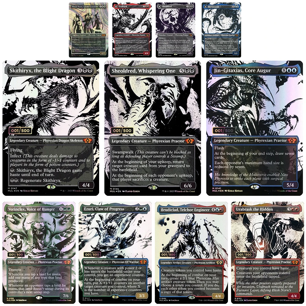 

Magic the Gatherings storms 11PCS Urabrask Sheoldred Elesh Norn Jin Gitaxias Urabrask the Hidden Board game toys anime cards