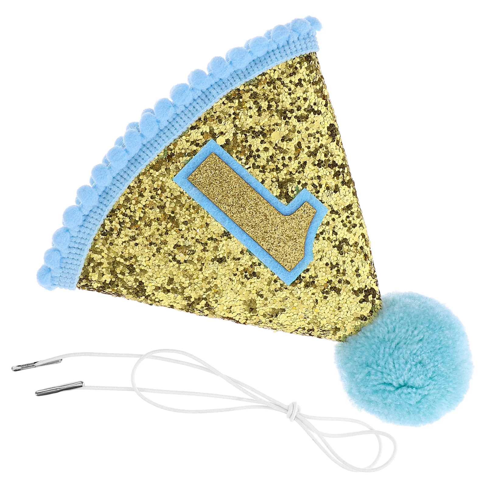 

Glitter Party Hat 1St Birthday Design Soft Eva Material Blue Adjustable Fit for Kids Birthday Celebration Festive
