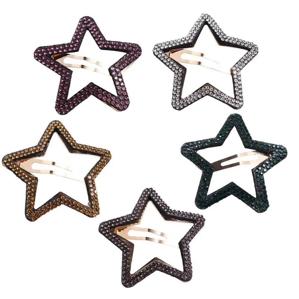 

Sweet Geometric Rhinestone Star BB Clip\ Metal Pentagram Star Side Clip Hair Clip Side Clip Hollow Hair Clip Children