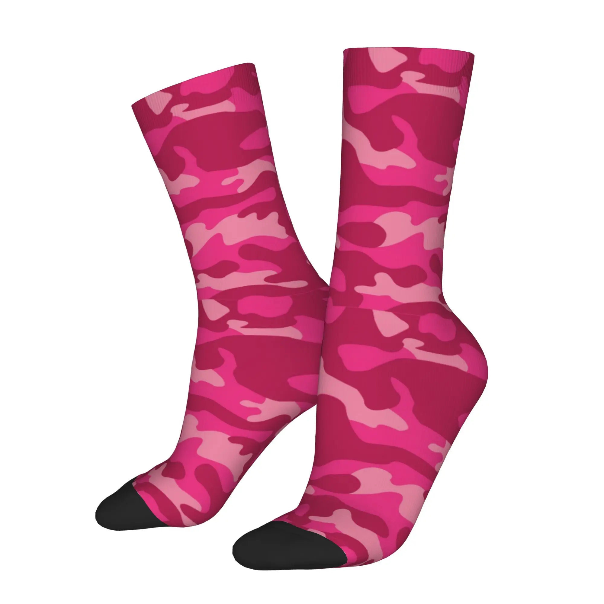 Pink Camo Pattern Socks Men Women Polyester Casual Camouflage Socks Novelty Spring Summer Autumn Winter Middle Tube Socks Gift