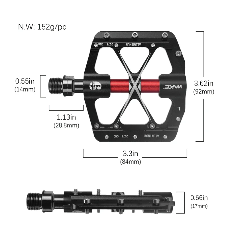 Wake Mountain accessori per pedali per biciclette DU + guarnizione per cuscinetti pedana ultraleggera pedali per bici in alluminio antiscivolo per bici da strada MTB