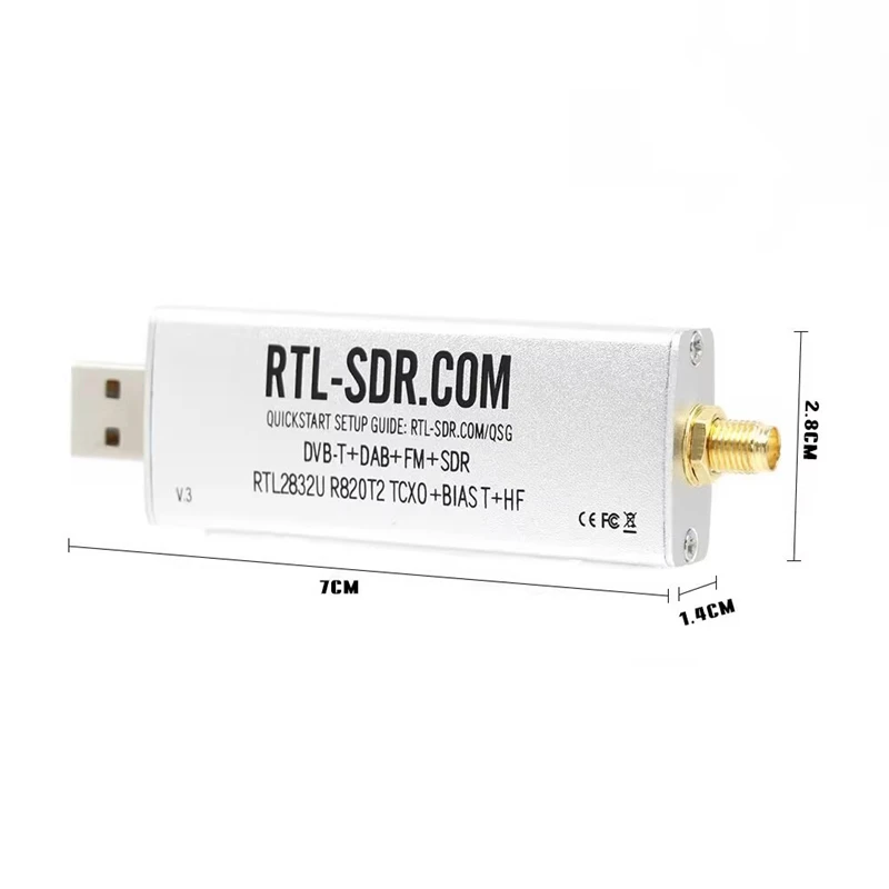 Receiver For RTL-SDR BLOG V3 R820T2 TCXO Receiver+Antenna HF Biast SMA Software Defined Radio 500Khz-1766 Mhz Up To 3.2 Mhz