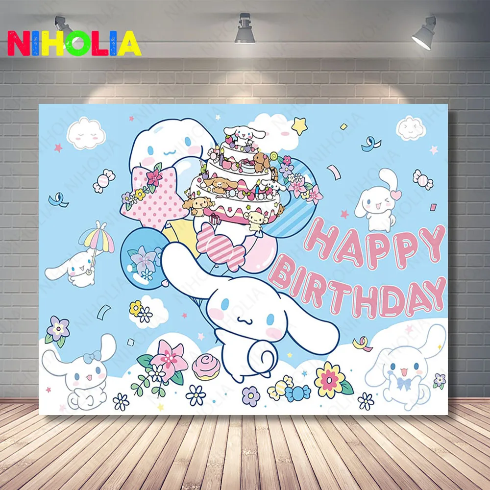 Hello Kitty Cinnamoroll Photo Backdrop Sanrio Kuromi Girls Birthday Party Banner Photography Background Booth Props