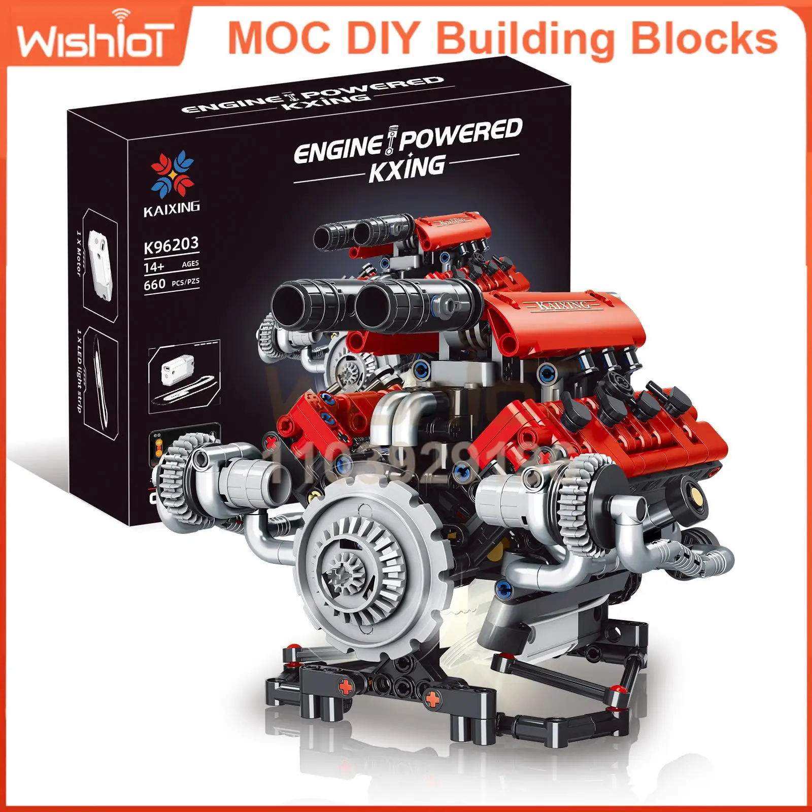 

K96203 Модель двигателя V8, 660 шт., мини-набор для вставки микро частиц, набор строительных блоков, игрушки «сделай сам» для рождественских подарков