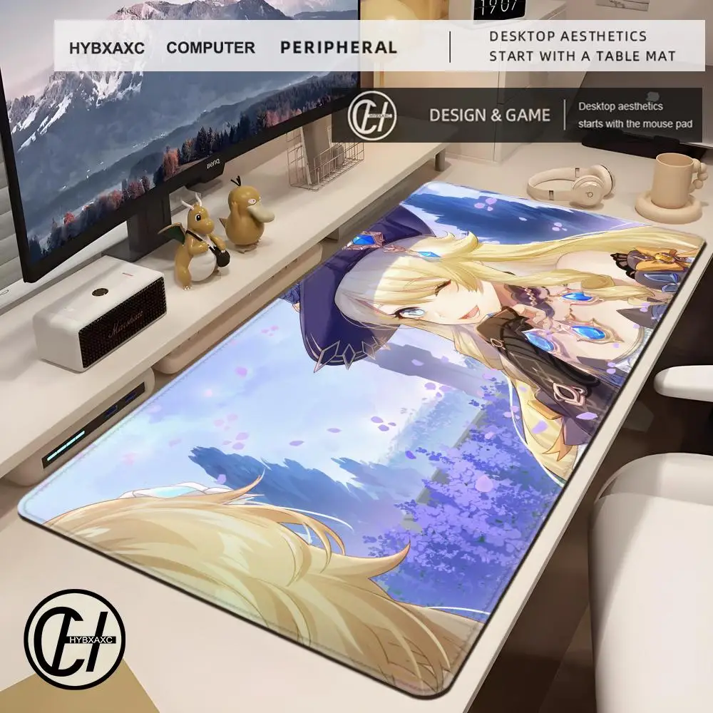 Navia Genshin Impact Anime Girl Mousepad Large Gaming Mouse Pad LockEdge Thickened Computer Keyboard Table Desk Mat