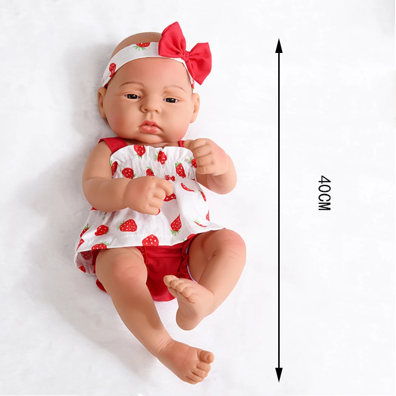 16inch Full Body Vinyl Bebe Reborn Doll Soft Dolls Lifelike Baby Vinyl Bebe Doll Cute Reborn Baby Doll For Girls Doll Toys